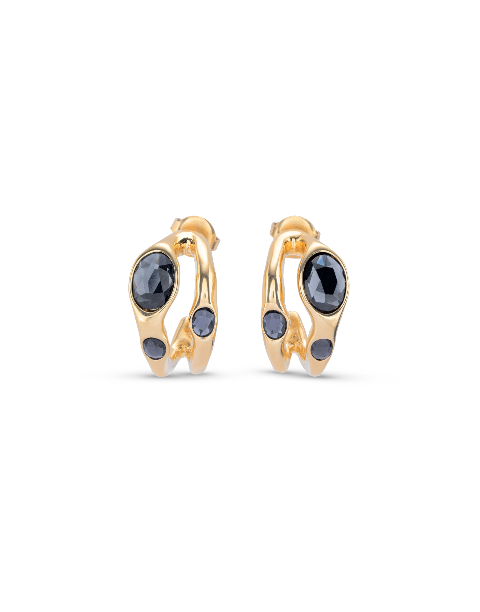 18k gold-plated earrings with multicolor crystal, Golden, large image number null